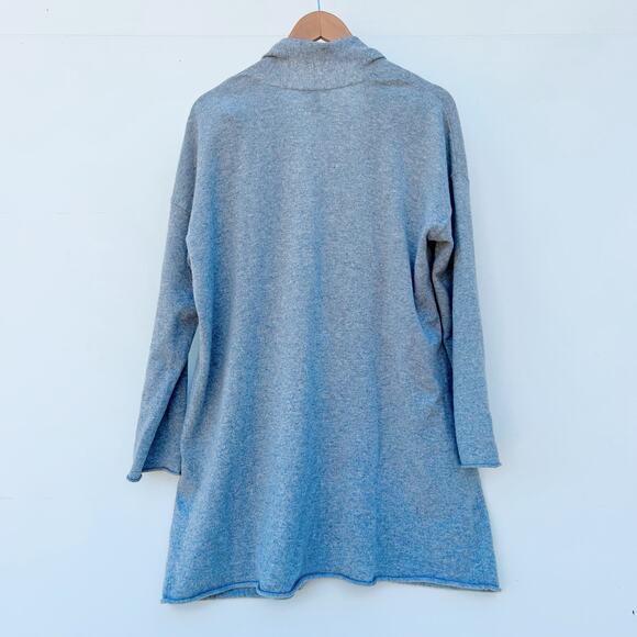 Eileen Fisher Italian Cashmere Sweater Open Cardigan Long Gray Grey Moon Medium - Picture 5 of 9